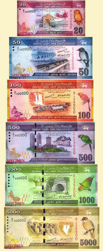 Neue Rupee Scheine Sri Lanka 2011
